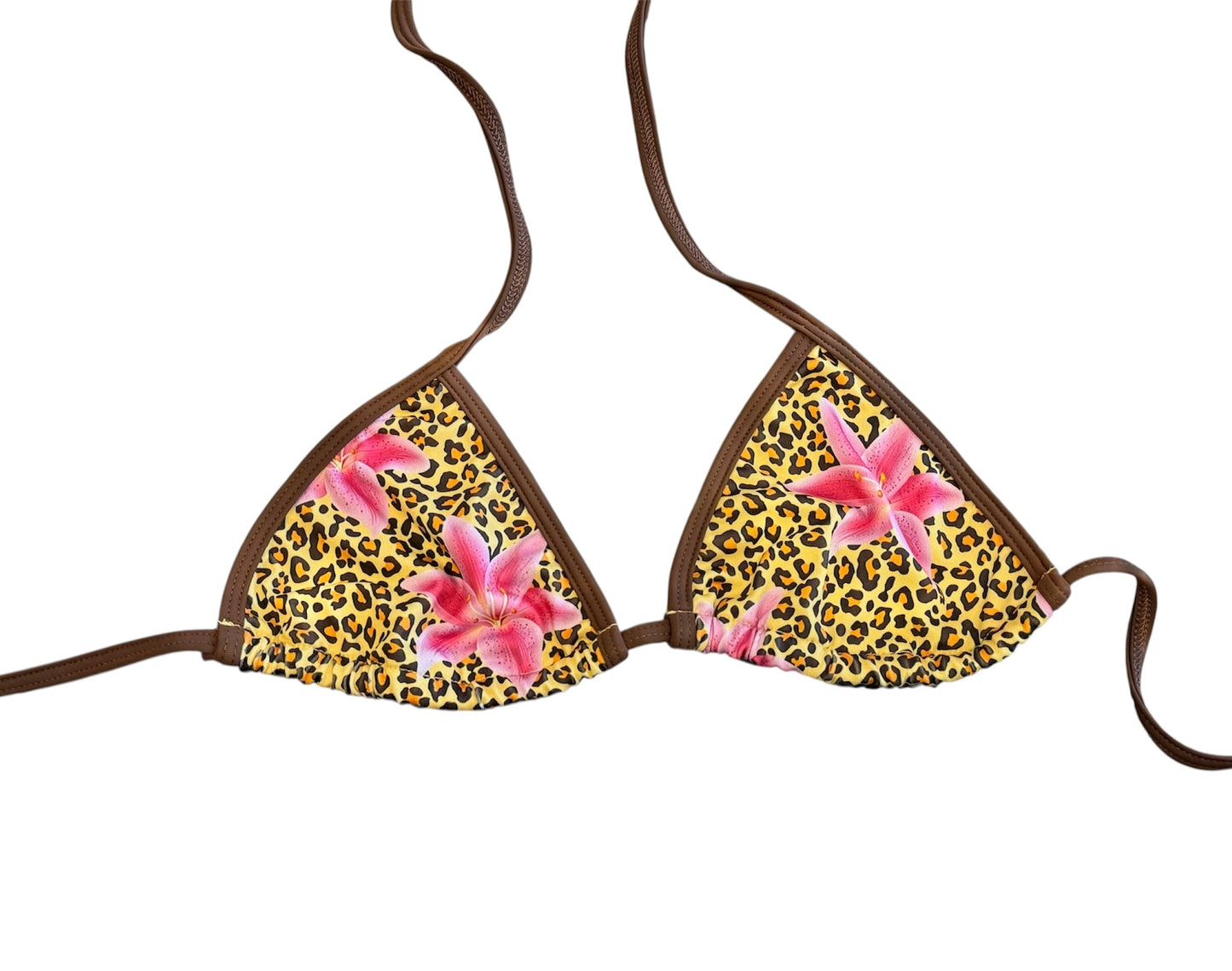 Tropical Purr - Mocha Triangle Bikini Top